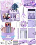 LXEVIHK Purple Desk Accessories 21-Piece Office Supplies Gift Set for Women by StyleYourDeskinOneColor