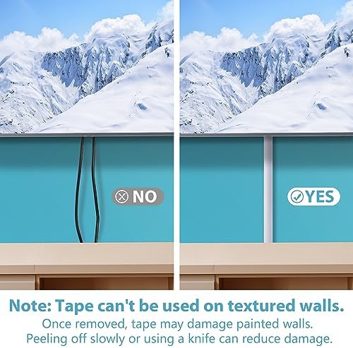 ZhiYo 85in Cord Covers for 1-2 Wires on Wall, D-Shaped 1" W x 0.4" H, White - Image 5