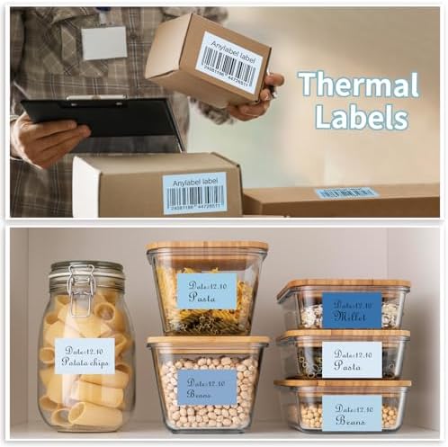 3" x 2" Blue Thermal Label,Self-Adhesive Rectangle Thermal Sticker Labels for Logo Design,Name/Price Tag,Thanks Card,Address,QR Code - Image 6