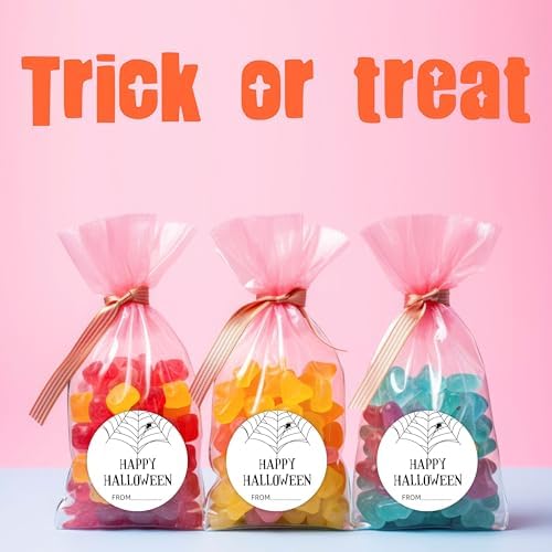 Happy Halloween Tag - Spider Theme -20 Round & 20 Tag Shaped Self-Adhesive Labels for Party Gifts, Packaging Bags, Envelope Sealing - Party Supplies for Halloween Decoration -A07 - Image 4
