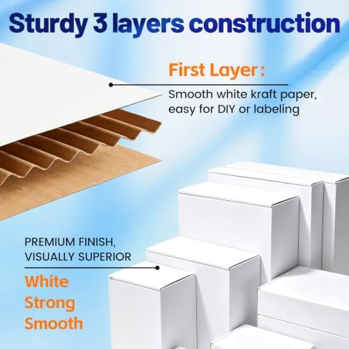 Wowxyz 14x8x5" Shipping Boxes 20 Pack White Corrugated Cardboard Box - Image 3