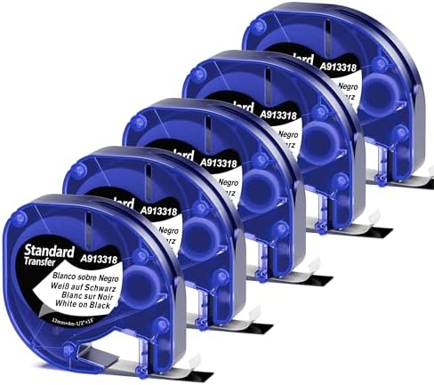 12mm White on Black Tape Compatible with DYMO LetraTag Label Maker Refills by LabelKINGDOM