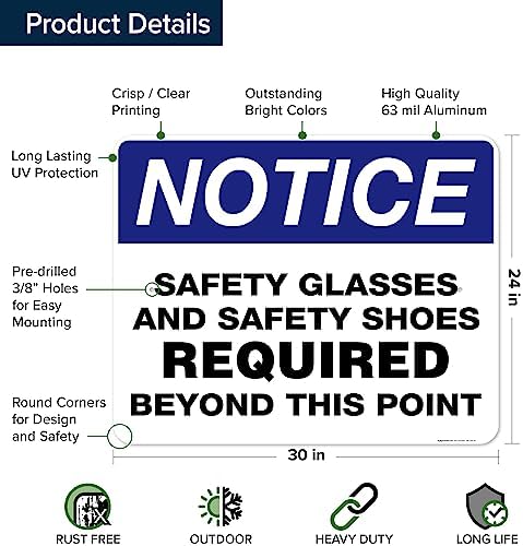 Safety Glasses and Safety Shoes Required Beyond This Point Sign, 24x30 - Image 6