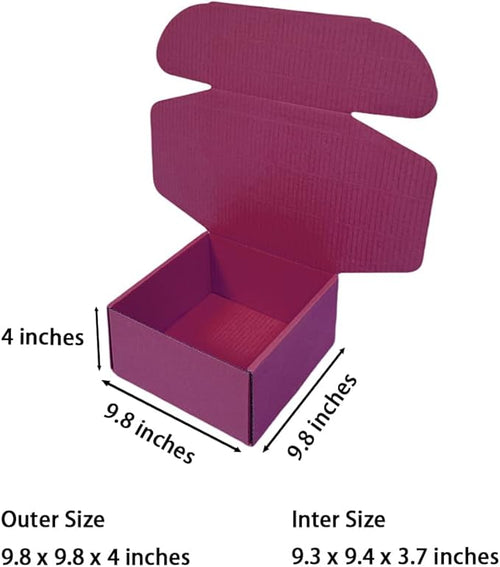 10 Pcs 9.8 x 9.8 x 4 inches Large Size Corrugated Cardboard Gift Boxes - Image 2