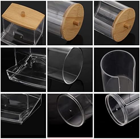 Tbestmax Bathroom Organizer Accessories Set-10 OZ Qtips Holder Storage with Bamboo Lids, Cotton Ball/Swabs Dispenser, Apothecary Container Jar 3 Pcs - Image 4