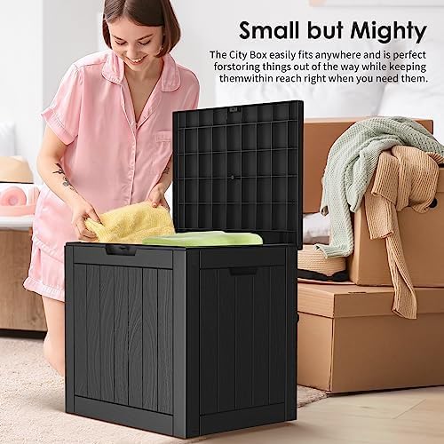 30 Gallon Deck Box, Waterproof Resin Outdoor Storage Box with Lockable Lid, Patio Storage Box Featuring Fade Resistant for Patio Furniture Cushions, Pool Accessories, Garden Tools, Black - Image 3