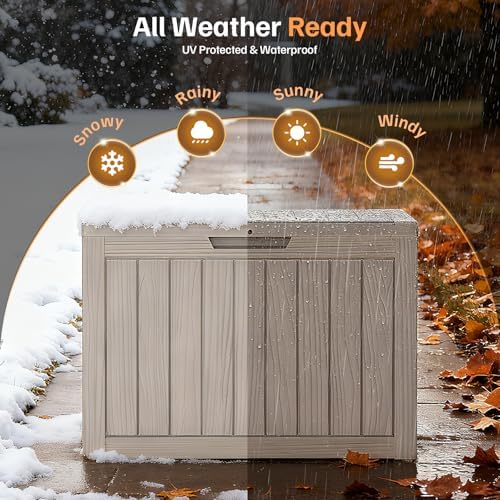 Mars Villa 50 Gallon Outdoor Storage Box, Deck Box Waterproof, Grey - Image 5