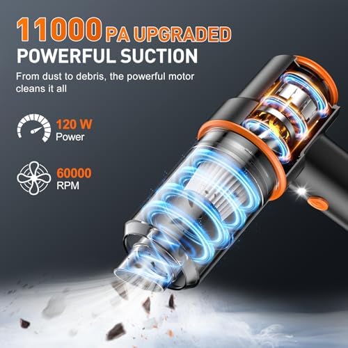 KMM Handheld Car Vacuum Cleaner, 11000PA Hand Held Vacuum & Air Duster - Image 2