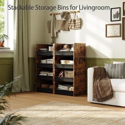 FOUCSSOMEI Closet Organizer and Storage, 4 Tier Stackable Storage Organizer, Wooden & Metal Closet Shelves, Modular Clothes Organizer, Storage Shelf, Bedroom & Closet Organization, Patent Design - Image 6