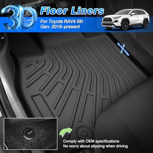 Cartist Floor Mats for Toyota RAV4 (Include Hybrid) 2019-2024 2025, All Weather Cargo Liner for RAV4 Accessories, Heavy Duty Car Mats for RAV4 LE/XLE/Limited/TRD/Adventure, Car Accessories - Image 2
