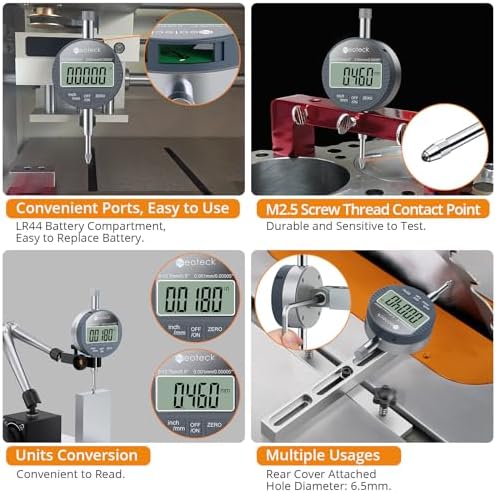 Neoteck 12.7mm/0.5" Digital Dial Indicator with 0.001mm/0.00005" Resolution - Image 4