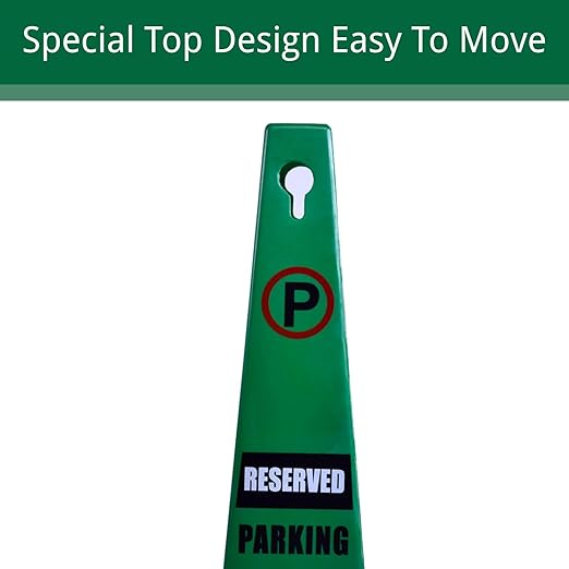 BESEA 8 Pack No Parking Cone Green Caution 4 Sided No Parking Cone Reserved - Image 7