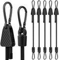 Rugtol Adjustable Bungee Cords with Hooks, 6 Pack Heavy Duty Outdoor Carabiner Bungee Cord, Black Super Elastic Bungee Straps Easily Adjust from 7" to 36", Great for Cargo, Camping, Bike Racks, Tents by Rugtol