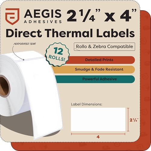 2.25" X 4" Direct Thermal Labels (4200 Count, 12 Rolls) - Image 2