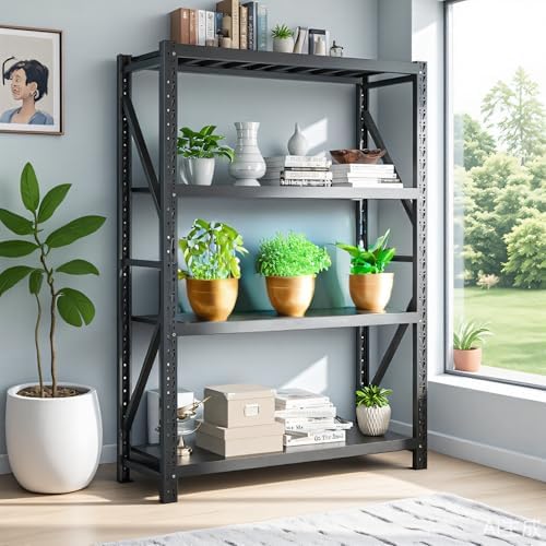Heavy Duty Warehouse Shelving 4-Tier Industrial Steel Storage Shelves, 2600LB Capacity Per Shelf, Adjustable Shelves for Garage/Factory/Commercial Use (Black, W60*D20*H79) - Image 3