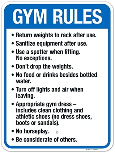 Gym Rules Return Weights to Rack After Use Sanitize Equipment After Use by SigoSigns