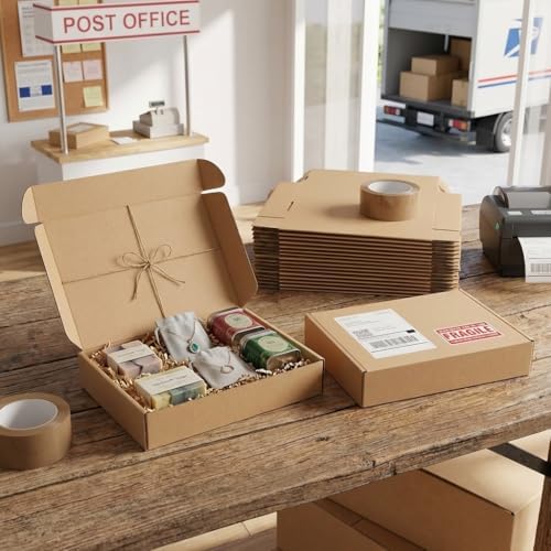 13x10x2 Cardboard Shipping Boxes Set of 20, Brown - Image 6