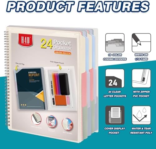 H4D 24 Pocket Poly Project Organizer, Multi Pocket Folder, Pastel Colors - Image 3