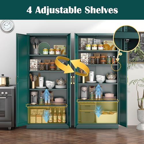 Steeloong 71"Metal Pantry Storage Cabinet with Doors & 4 Adjustable Shelves - Image 5