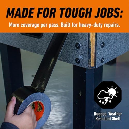 GORILLA Tough & Wide Heavy Duty Duct Tape, Black, 2.88" x 25 yd, 1-Pack - Image 2