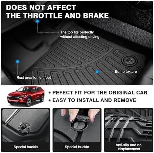 Powerty Floor Mats for 2024 2025 2026 Chevrolet/Chevy Trax All Weather 3D TPE Anti-Slip Car Liners for 1st & 2nd Row Accessories - Image 4