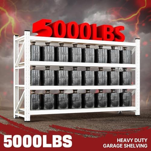 RAVIGIN 5000LBS Storage Shelves,71" W Garage Shelving Heavy Duty Metal Adjustable Garage Shelves, Shelving Units Industrial Shelving for Warehouse,71" W x 24" D x 69" H,White - Image 3
