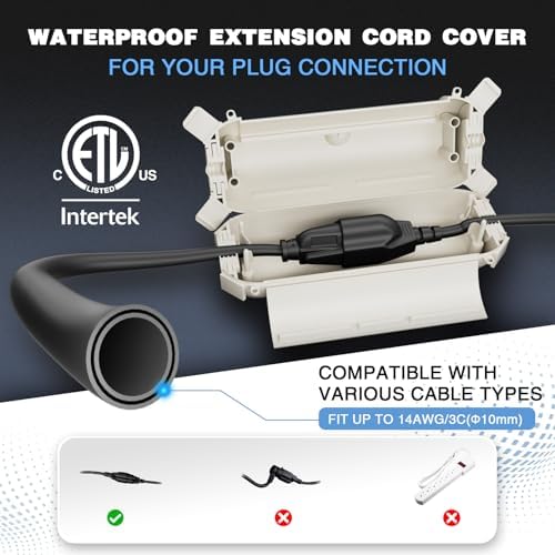[3 Pack] Flemoon Outdoor Extension Cord Safety Cover with Waterproof Seal - Image 2