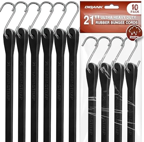 10 Pack 21 in Bungee Cords with Hooks, EPDM Rubber Tarp Straps by Digank
