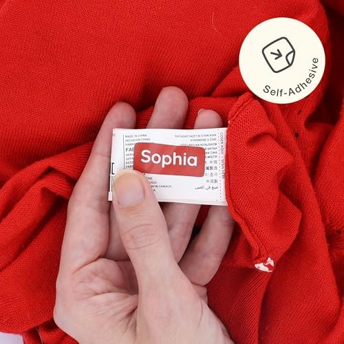 TeddyLabels - Clothing Labels for Nursing Home (60) – Self-Adhesive Name Tags for Clothes and Personal Items. Personalized Labels for Daycare, Nursing Homes, and Laundry Use - Red - Image 2