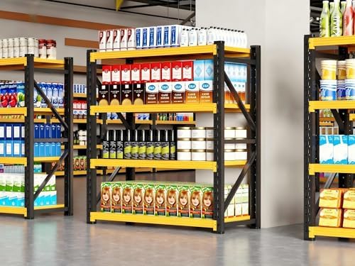 79" H Garage Storage Shelves,3000LBS Garage Shelving Heavy Duty Adjustable Shelving Unit,4 Tier Metal Utitly Shelves Industrial Shelving for Warehouses,Basement,Black-Orange - Image 2