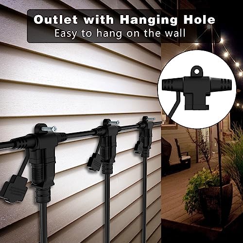 K KASONIC Outdoor Extension Cord 25 FT, Evenly Spaced 3 Outlets, Black - Image 6