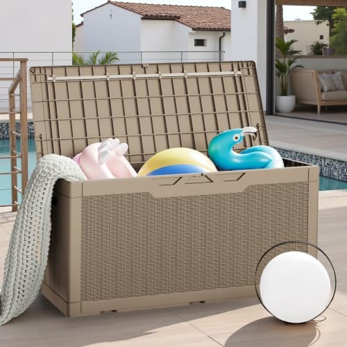 JUMMICO 100 Gallon Resin Deck Box, Waterproof Outdoor Storage Box - Image 7