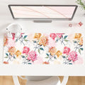 QiyI PU Leather Large Mouse Pad, Office Desk Mat, 31.5" x 11.8", Peonies by QIYI