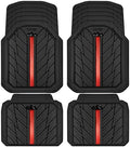 CAR PASS Metal Medium Rubber Floor Mats for Car Heavy Duty Car Mats All Weather, Universal Trim to Fit for Truck SUV Vehicle Automotive Floor Mats, Waterproof Car Mats 4 Piece Black and Red by CARPASS