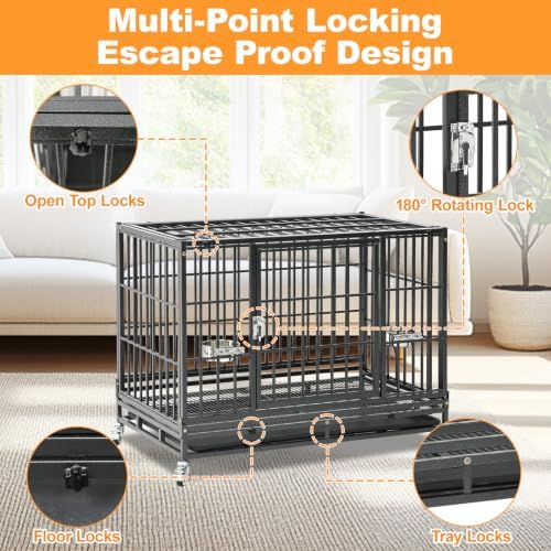 Homey Pet 37" Heavy Duty Stackable Dog Crate with Wheels for Medium Dogs - Image 3