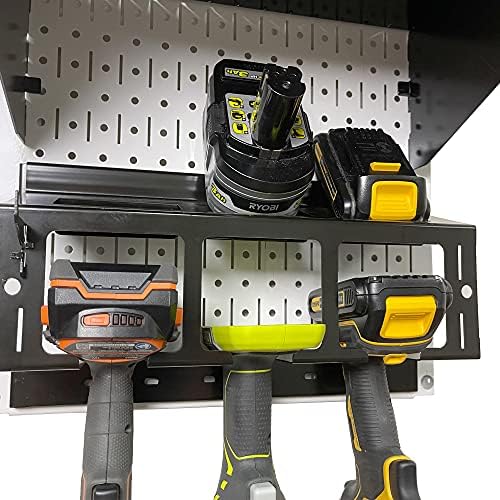 Wall Control Power Tool Storage Organizer Kit Cordless Drill Holder Charging Station Rack 16” x 32” Metal Pegboard Organization System (White Pegboard) - Image 4