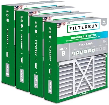 Filterbuy 16x20x5 Air Filter MERV 8 Dust & Allergy Defense (4-Pack) by Filterbuy