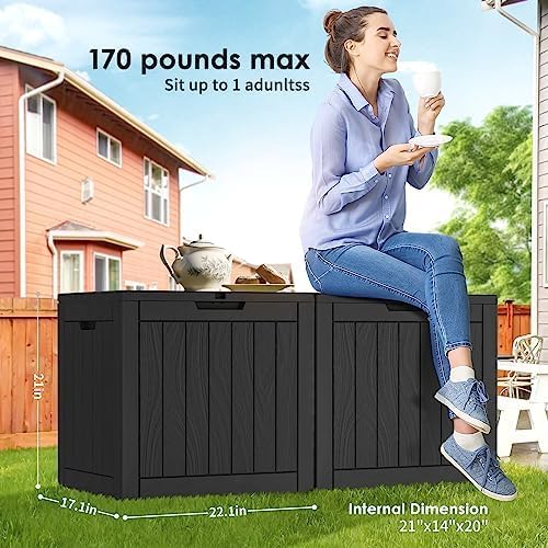 30 Gallon Deck Box, Waterproof Resin Outdoor Storage Box with Lockable Lid, Patio Storage Box Featuring Fade Resistant for Patio Furniture Cushions, Pool Accessories, Garden Tools, Black - Image 7