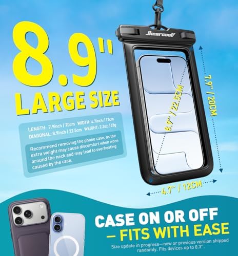 Hiearcool Waterproof Phone Pouch, Waterproof Phone Case, Black&Blue 2-Pack - Image 3