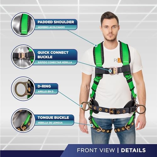 Palmer Safety Hammerhead 5pt Safety Harness Back Padded, QCB Chest, Tongue Buckel Legs Straps, Back & Side D-Rings - Image 2