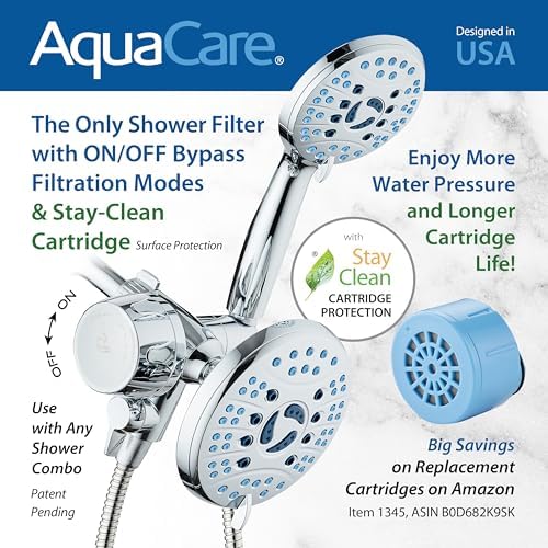AquaCare Combo Shower Head Water Filter with Built-in 3-way Water Diverter - Image 3