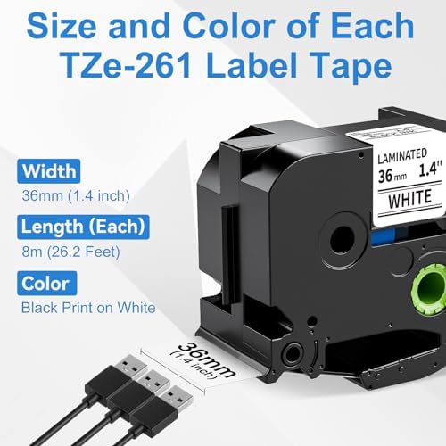 36mm Label Tape TZe-261 Replacement for Brother P Touch TZe TZ Tape 1.4'' - Image 3