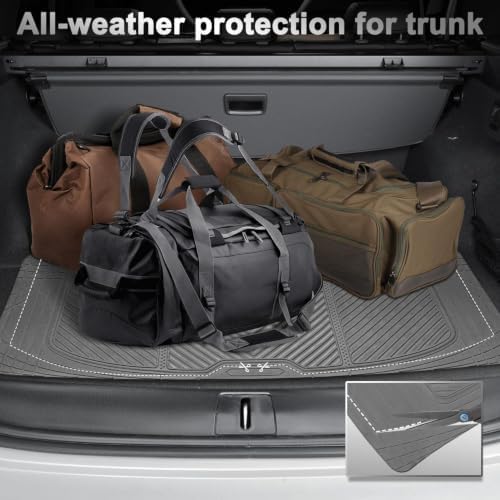 CAR PASS Universal Car Floor Mats & Cargo Liner Full Set, Waterproof Anti-Slip Rubber Trim to Fit Trunk Mats All Weather Protection Fit Car SUV Sedan Coupe Vehicle Automotive 5 Pieces, S-M Size Gray - Image 6