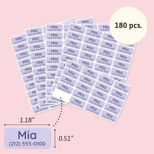 TeddyLabels - Clothing Labels for Nursing Home (180) – Self-Adhesive Name Tags for Clothes and Personal Items. Personalized Labels for Daycare, Nursing Homes, and Laundry Use - Light Purple - Image 6