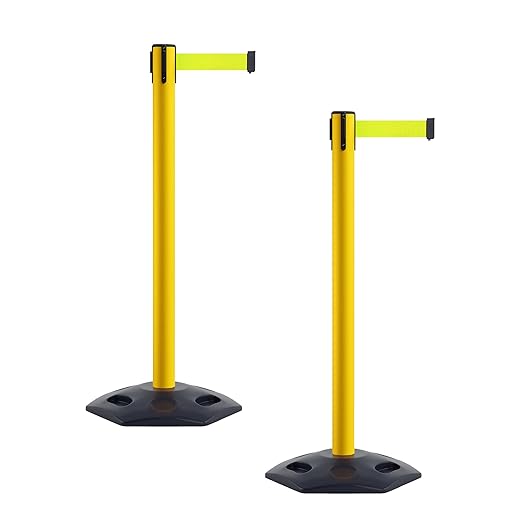 CCW Series WBB-200 Set of 2 Outdoor Safety Rubber Base Stanchion Retractable by Crowd+Control+Warehouse