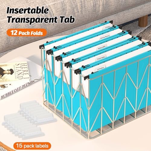 SHUTEX Extra Capacity Plastic Hanging File Folders,12 Pack, Letter, Blue - Image 6