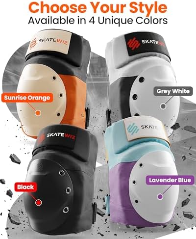 SKATEWIZ Knee and Elbow Pads Adult - Skating Protective Gear Adult - Shield - Size L Orange - Skate Gear Roller Skates, Skateboard and Inline Skates - Image 4