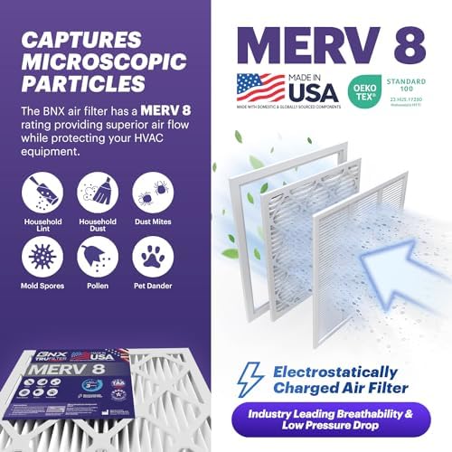 BNX TruFilter 14x24x1 Air Filter MERV 8 (6-Pack) - MADE IN USA – Dust & Pet Defense Air Conditioner HVAC AC Furnace Filters for Dust, Pet, Mold, Pollen MPR 600 – 700 & FPR 5 - Image 3