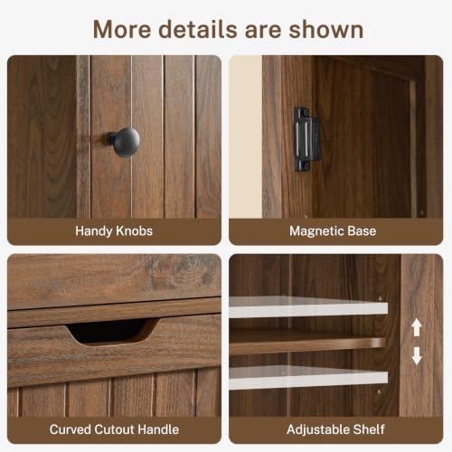Iwell 66.9" Tall Bathroom Storage Cabinet with 2 Doors & 1 Drawer - Image 7