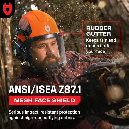 NoCry ANSI Z89.1 Rated Arborist Helmet — Chainsaw Helmet with Face Shield and Ear Muffs — Adjustable Hard Hat with Adaptive Ventilation; Impact-Resistant Mesh Face Shield for Forestry with Side Guards - Image 4